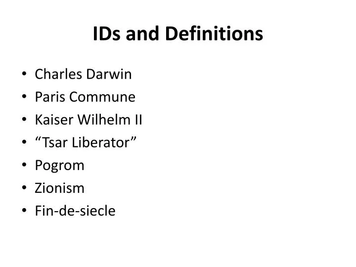 ids and definitions