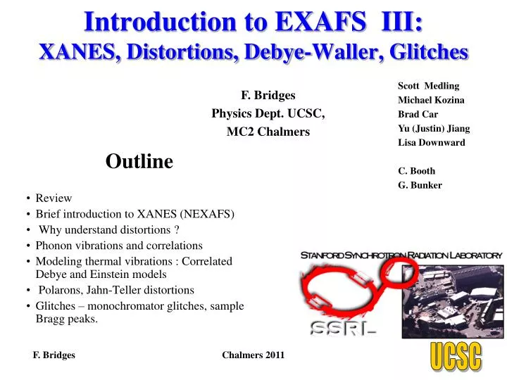 introduction to exafs iii xanes distortions debye waller glitches