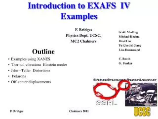 Introduction to EXAFS IV Examples