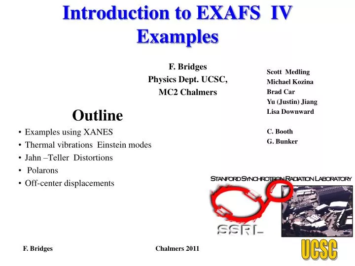 introduction to exafs iv examples