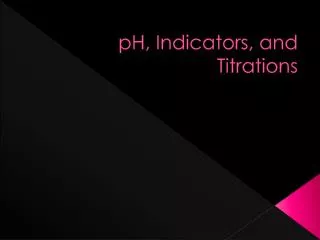 pH, Indicators, and Titrations
