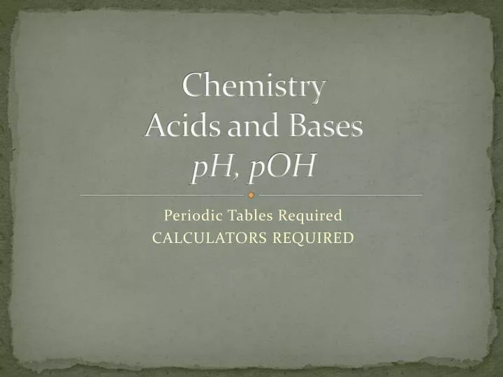 chemistry acids and bases ph poh