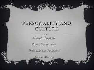 Personality and culture