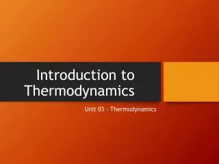 Introduction to Thermodynamics