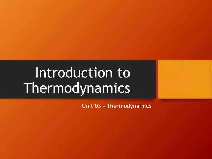 introduction to thermodynamics