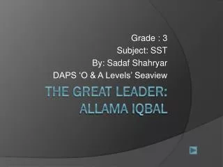 The Great Leader: Allama Iqbal