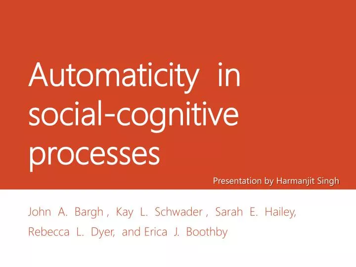 automaticity in social cognitive processes