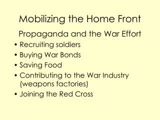 Mobilizing the Home Front