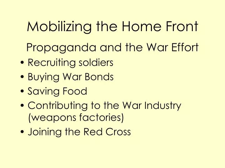 mobilizing the home front
