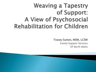 Weaving a Tapestry of Support: A View of Psychosocial Rehabilitation for Children