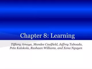 Chapter 8: Learning