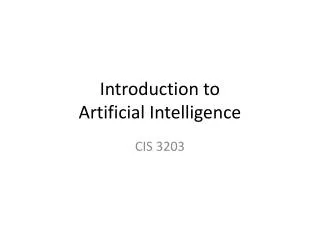 Introduction to Artificial Intelligence