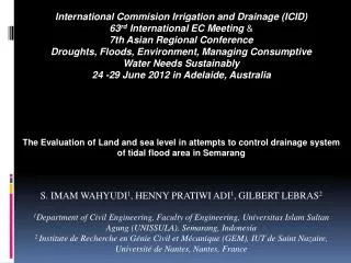 International Commision Irrigation and Drainage (ICID) 63 rd International EC Meeting &amp;