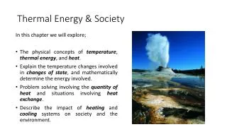 Thermal Energy &amp; Society