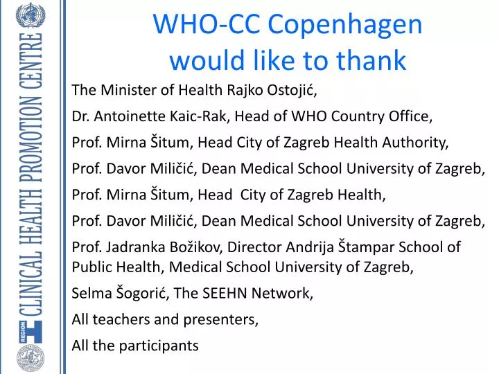 who cc copenhagen would like to thank