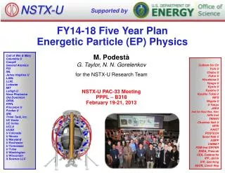 FY14-18 Five Year Plan Energetic Particle (EP) Physics