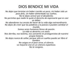 dios bendice mi vida