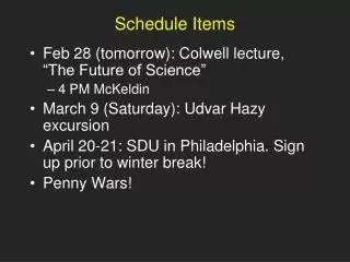 Schedule Items