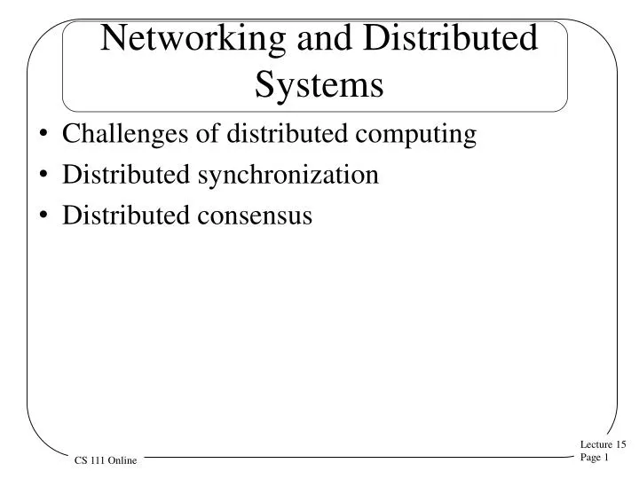 networking and distributed systems