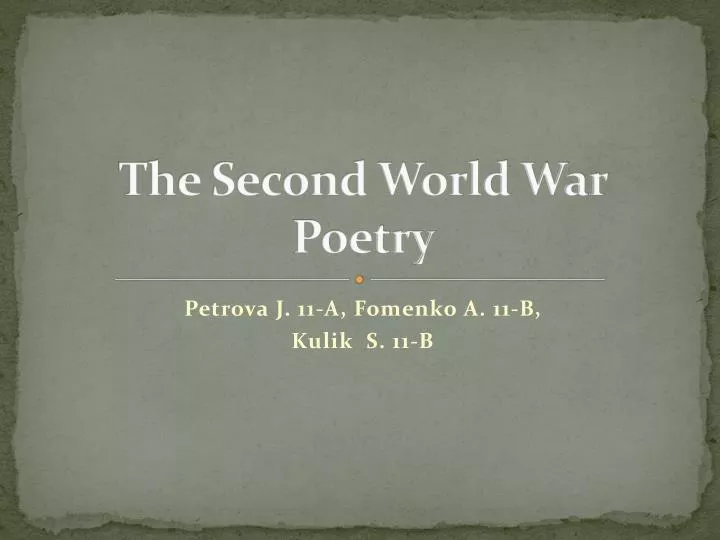 the second world war poetry
