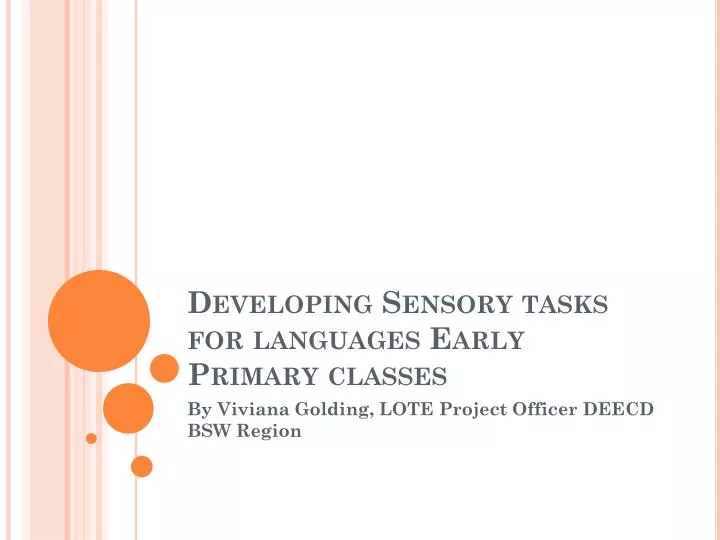 developing sensory tasks for languages early primary classes