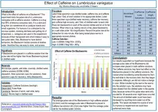 Effect of Caffeine on Lumbriculus variegatus By: Monica Benjovsky and Kellie O’Hearn