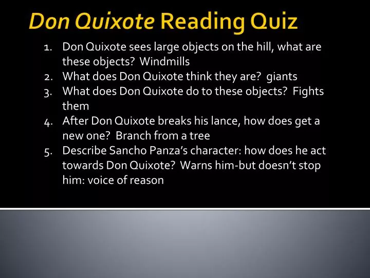 don quixote reading quiz