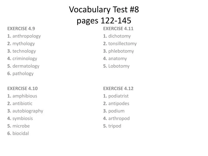 vocabulary test 8 pages 122 145