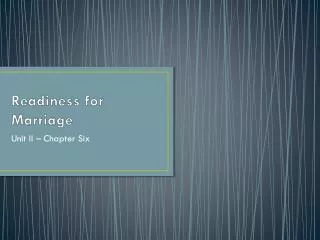 Readiness for Marriage