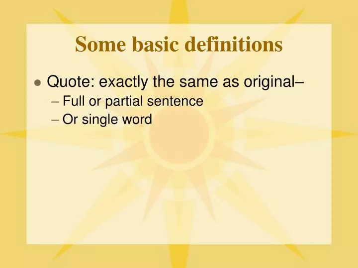 some basic definitions
