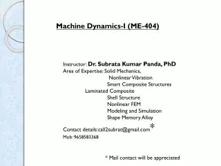 Machine Dynamics-I (ME-404)