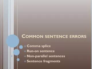 Common sentence errors