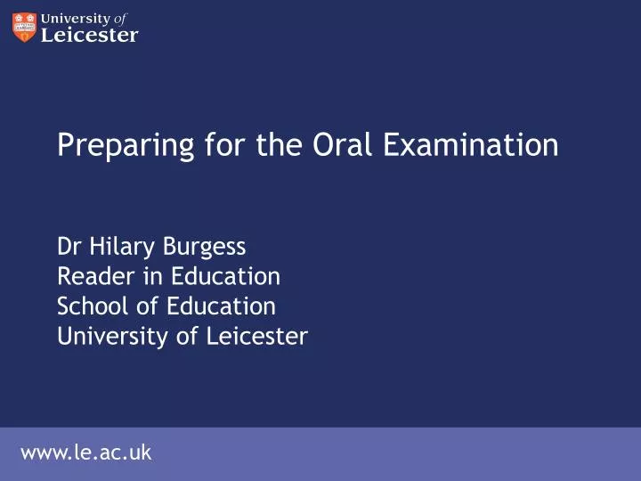 preparing for the oral examination