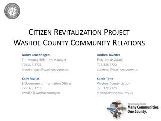 Citizen Revitalization Project Washoe County Community Relations