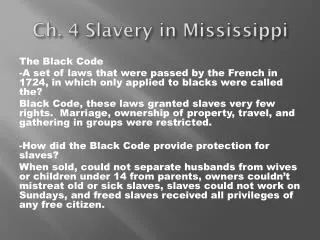 Ch. 4 Slavery in Mississippi