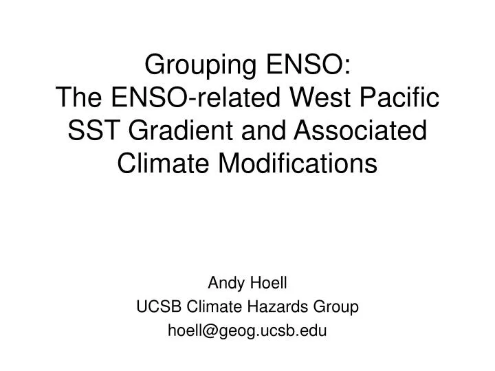 grouping enso the enso related west pacific sst gradient and associated climate modifications