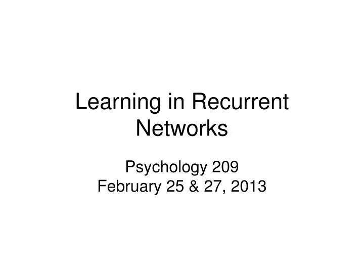 learning in recurrent networks