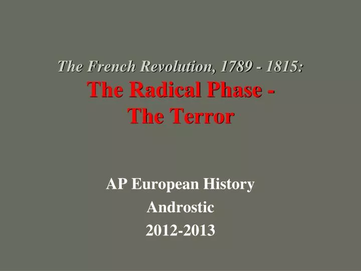 the french revolution 1789 1815 the radical phase the terror