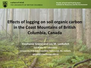 Effects of logging on soil organic carbon in the Coast Mountains of British Columbia, Canada
