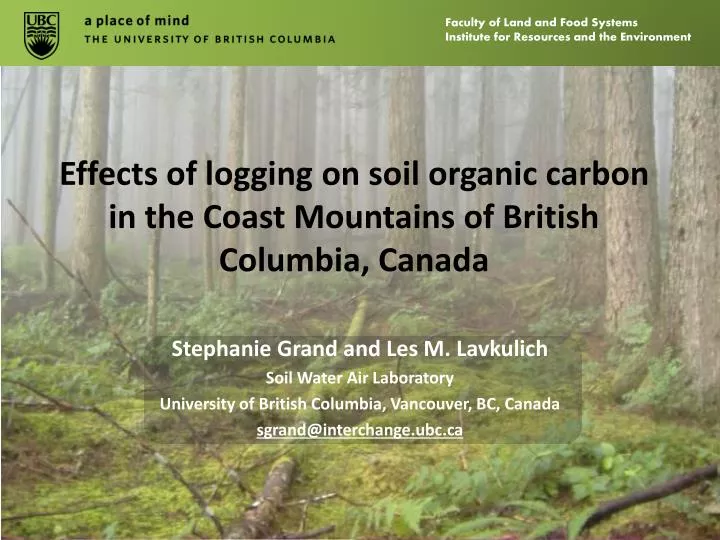 effects of logging on soil organic carbon in the coast mountains of british columbia canada