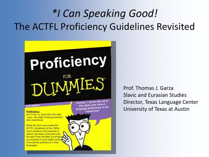 i can speaking good the actfl proficiency guidelines revisited