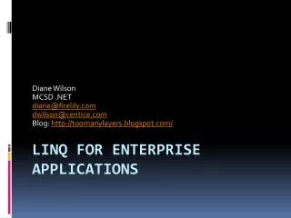 LINQ for Enterprise Applications