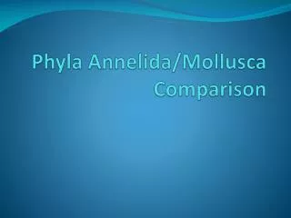 Phyla Annelida/Mollusca Comparison