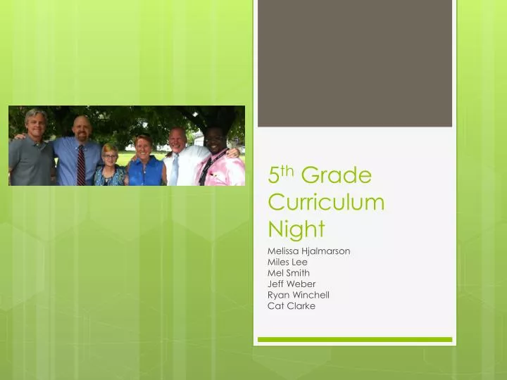 5 th grade curriculum night