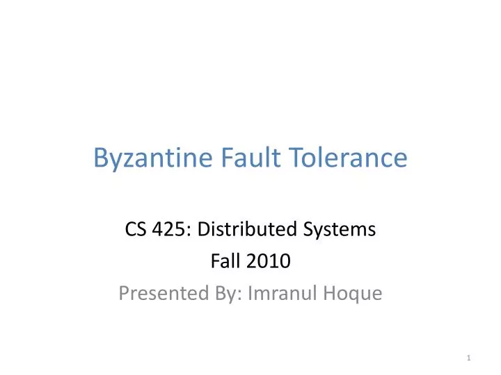 byzantine fault tolerance