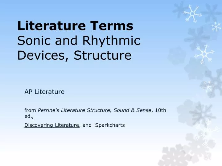 literature terms sonic and rhythmic devices structure