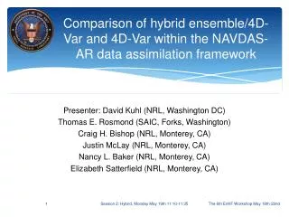 Comparison of hybrid ensemble/4D-Var and 4D-Var within the NAVDAS-AR data assimilation framework