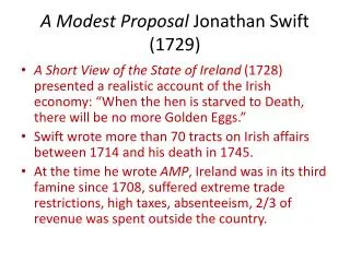 A Modest Proposal Jonathan Swift (1729)
