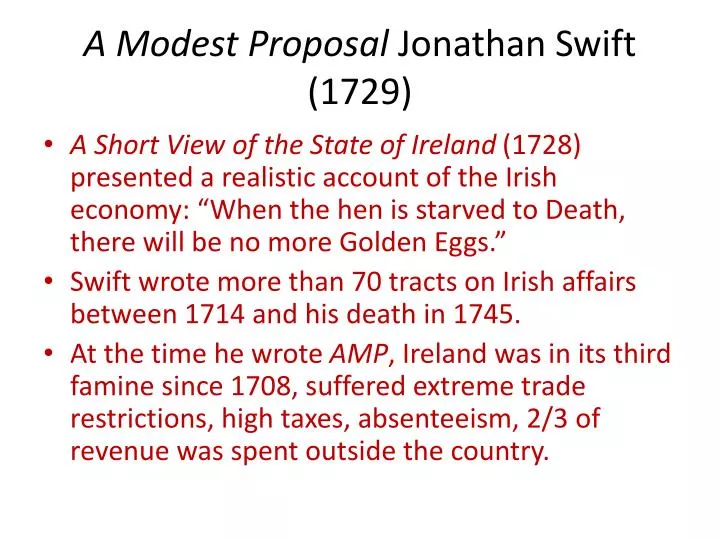 a modest proposal jonathan swift 1729