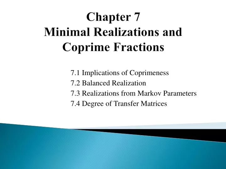 chapter 7 minimal realizations and coprime fractions